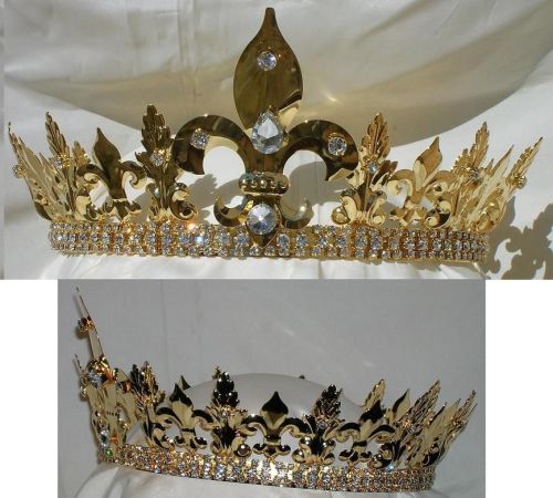 Corona DORADA Completa  de Cristal para Rey