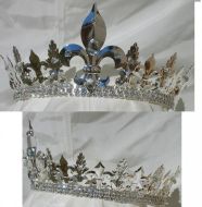 Corona Plateada Completa  de Cristal para Rey
