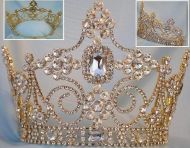 Corona DORADA ajustable de Cristal UNISEX para Rey o Reina