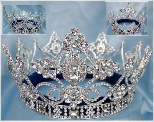 Corona PLATEADA Completa de Cristal UNISEX para Rey o Reina