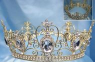 Corona DORADA Completa  de Cristal UNISEX Para Rey o Reina
