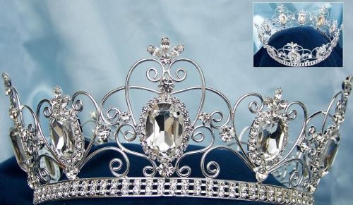 Corona Plateada Completa de Cristal UNISEX Para Rey o Reina