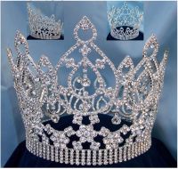 Corona PLATEADA Completa de Cristal para reina, princesa o novia