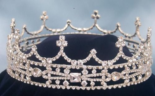 Corona Plateada Completa de Cristal UNISEX para Rey o Reina