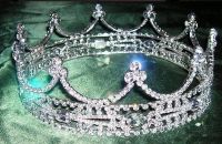 Corona PLATEADA Completa  de Cristal UNISEX para Rey o Reina