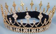 Corona DORADA Completa  de Cristal UNISEX para Rey o Reina