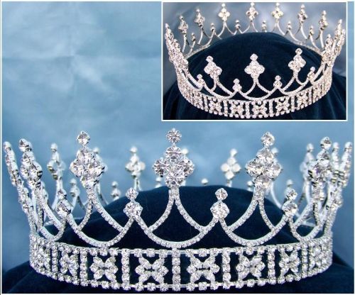 Corona Plateada Completa de Cristal UNISEX para Rey o Reina