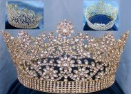 Corona Dorada  para Reina, Princesa de cristal swarovski COMPLETA  MAGESTIC FLORAL