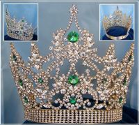 Corona Continental Ajustable para Reina Verde Esmeralda