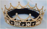 Corona Unisex DORADA Completa  de Cristal para Rey o Reina