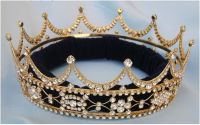 Corona Unisex DORADA Completa  de Cristal para Rey o Reina
