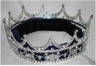Corona Unisex Plateada Completa  de Cristal para Rey o Reina