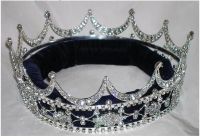 Corona Unisex Plateada Completa  de Cristal para Rey o Reina