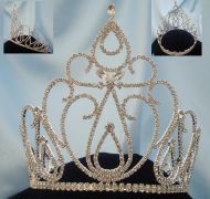 Corona PLATEADA Completa  de Cristal para reina, princesa o novia