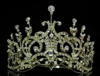 Corona de Cristal Swarovski para Reina Princesa o Novia Leaey-Spray GOLD Tiara 1905 English