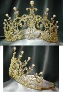 Corona de Cristal Swarovski para Reina Princesa o Novia Leaey-Spray GOLD  Tiara 1905 English
