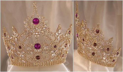 Corona DORADA ajustable de Cristal para reina, princesa o novia