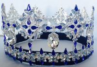 Corona PLATEADA Completa  de Cristal para reina, princesa o novia.